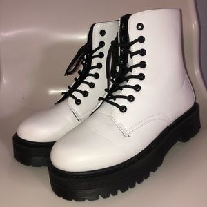 White platform combat boots